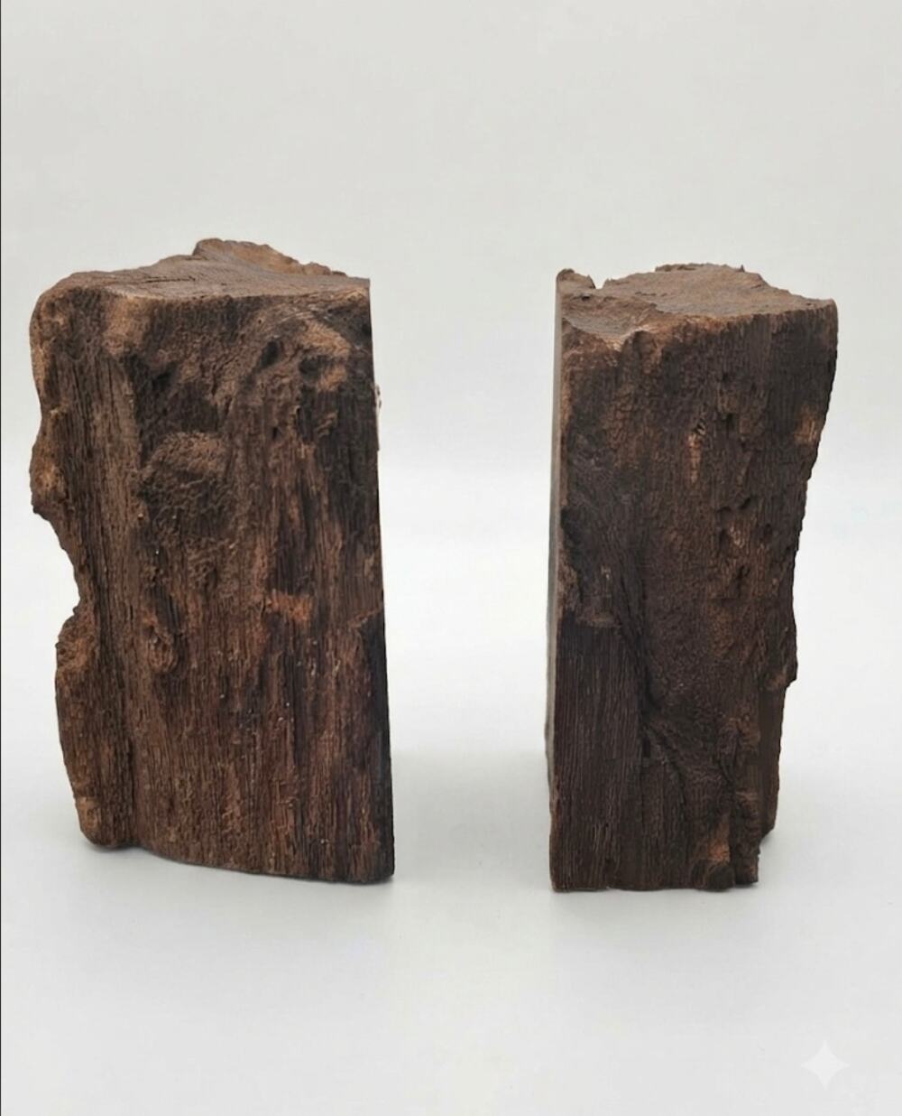 Mid Century Modern Petrified Wood Bookends Rough Edge Organic Brutalist Boho